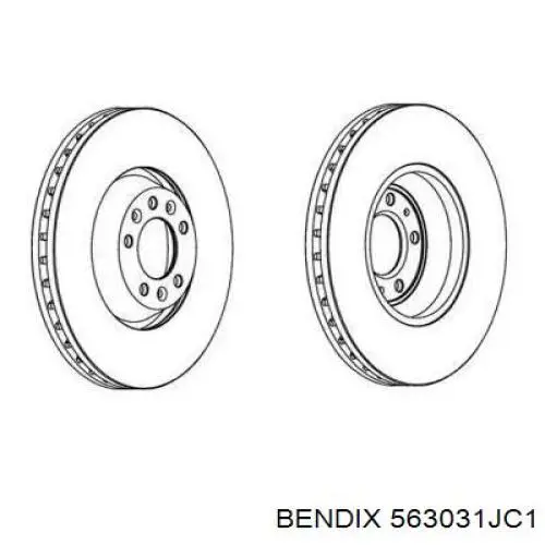 Передние тормозные диски 563031JC1 Jurid/Bendix