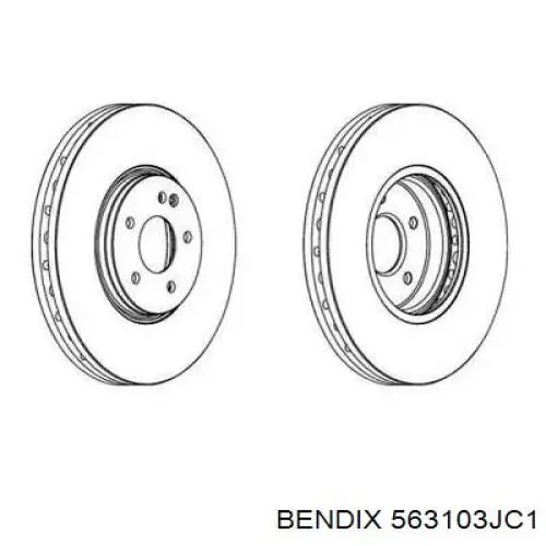 Передние тормозные диски 563103JC1 Jurid/Bendix