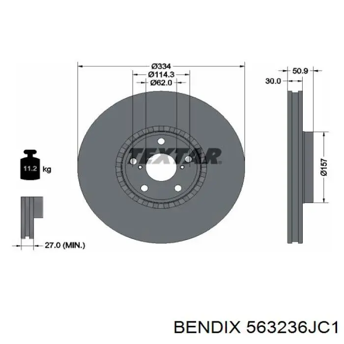 Передние тормозные диски 563236JC1 Jurid/Bendix