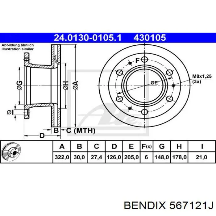 Передний тормозной диск Ford 6172906