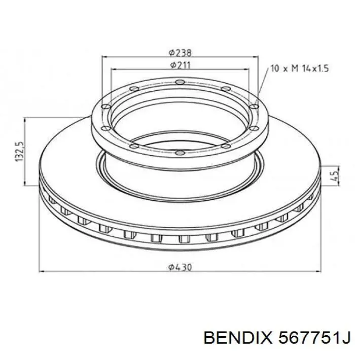 Купить 567751J Jurid/Bendix Ротор тормозной