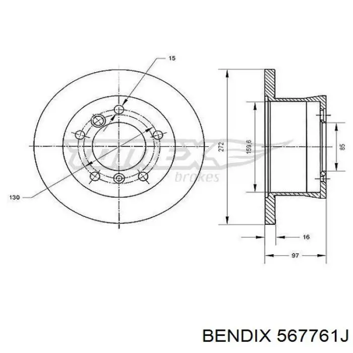 Тормозные диски 567761J Jurid/Bendix