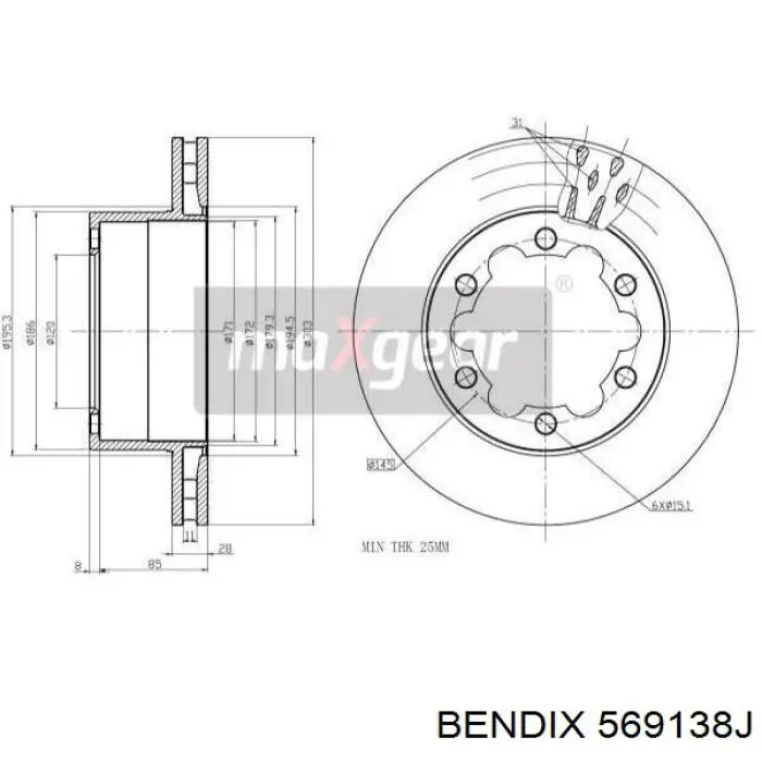 Задний тормозной диск Jurid/Bendix 569138J цена, от 62.07 USD
