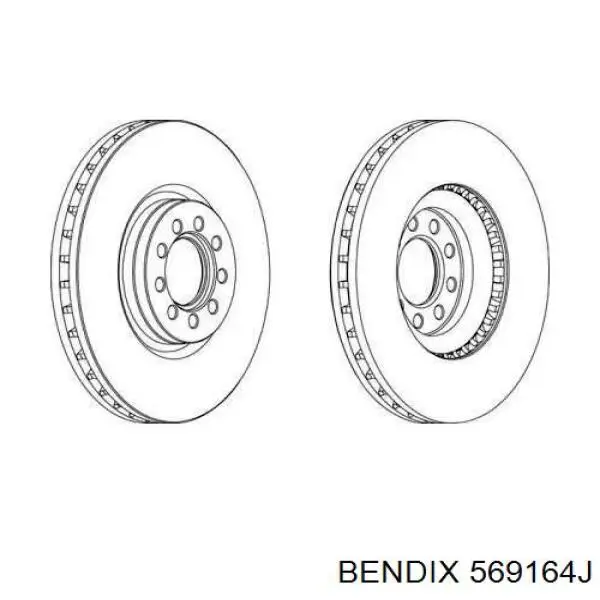 Передние тормозные диски 569164J Jurid/Bendix