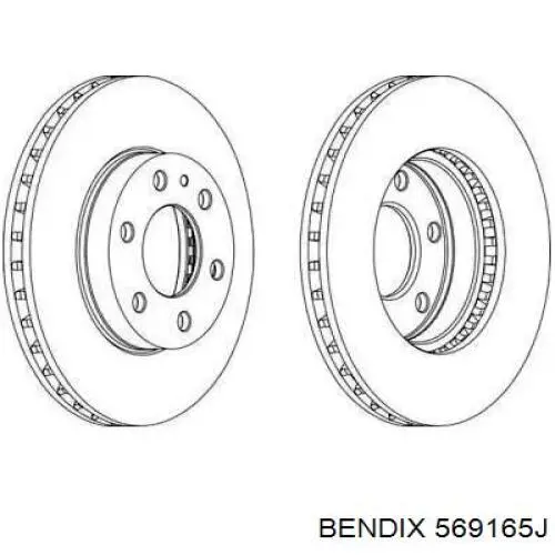 Передние тормозные диски 569165J Jurid/Bendix