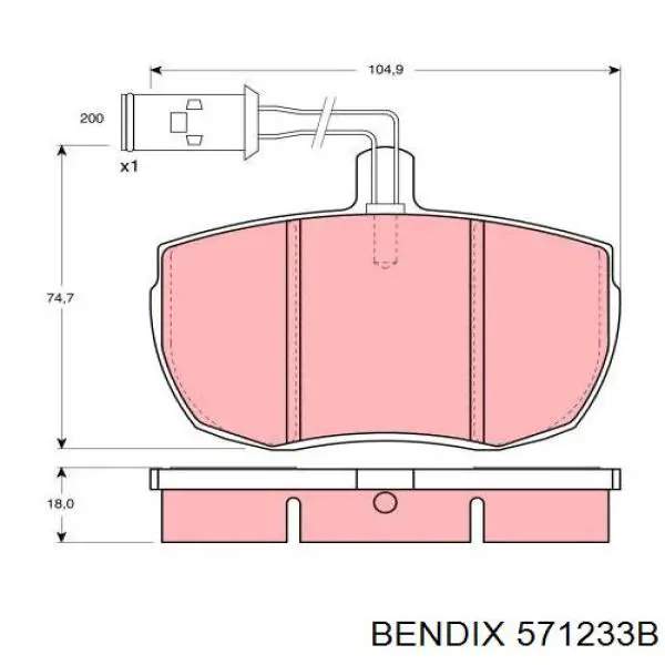 Передние тормозные колодки 571233B Jurid/Bendix