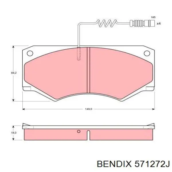 571272J Jurid/Bendix Колодки передние