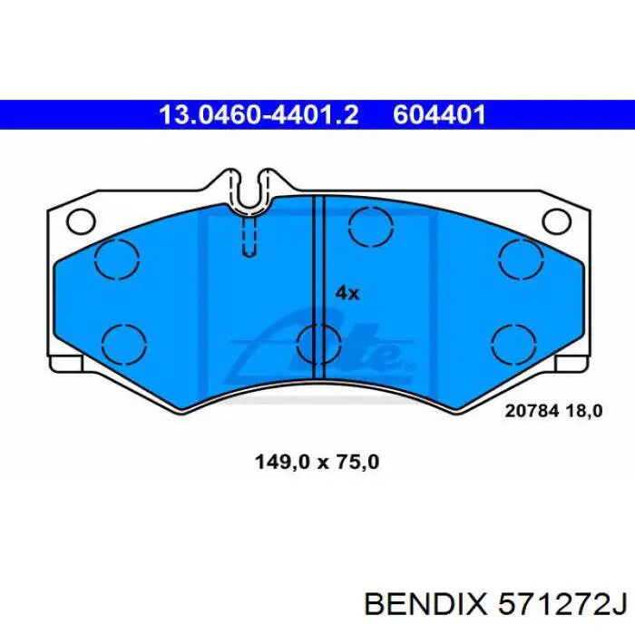 Передние тормозные колодки 571272J Jurid/Bendix