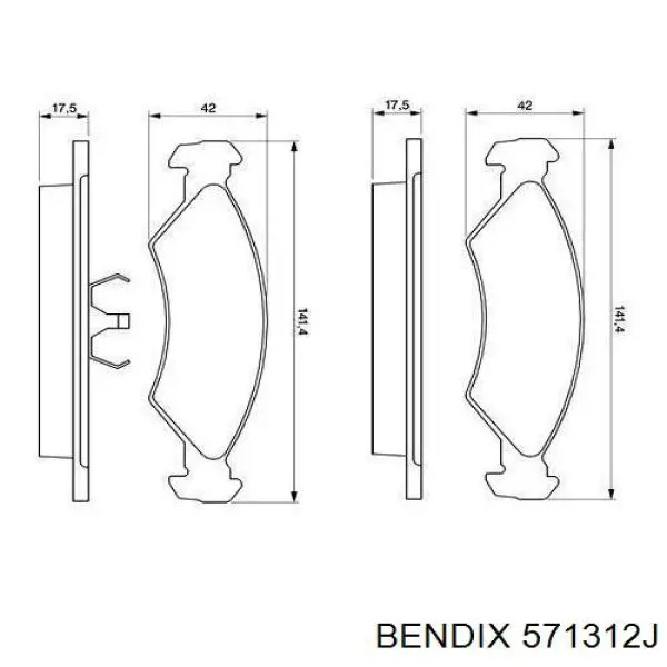 Передние тормозные колодки 571312J Jurid/Bendix