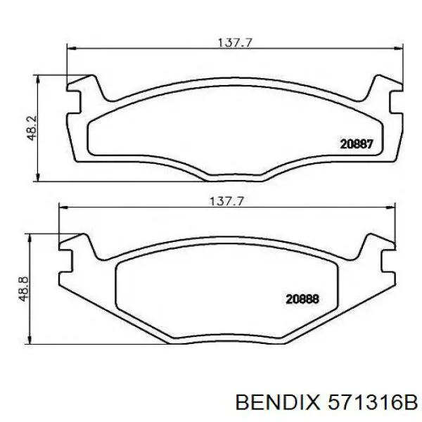 Передние тормозные колодки 571316B Jurid/Bendix
