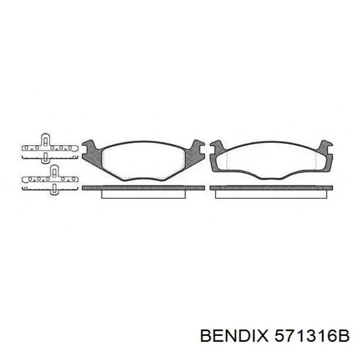 571316B Jurid/Bendix колодки тормозные передние дисковые