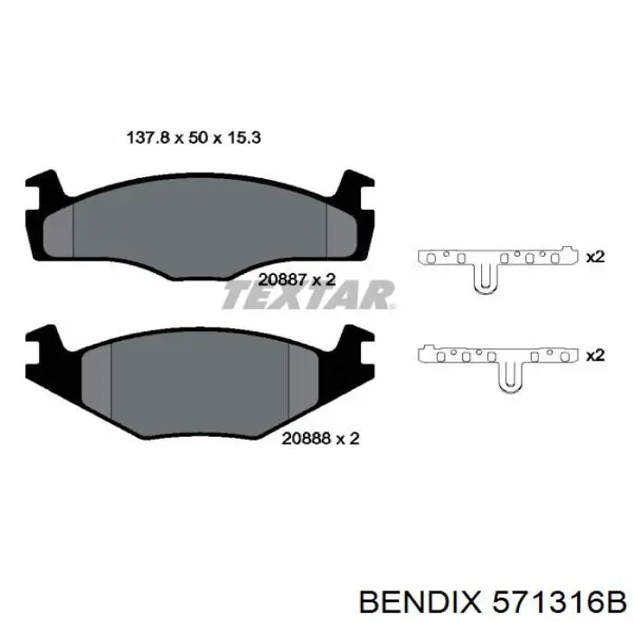 Pastillas de freno delanteras 571316B Jurid/Bendix