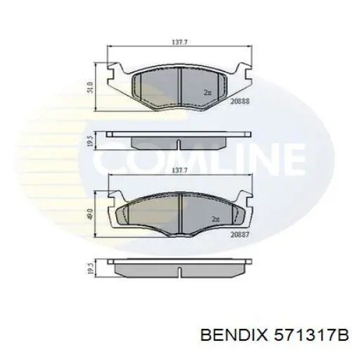 Тормозные колодки Jurid/Bendix 571317B