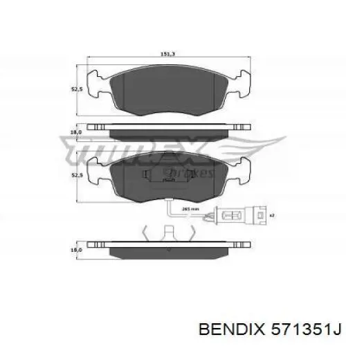 571351J Jurid/Bendix Колодки передние