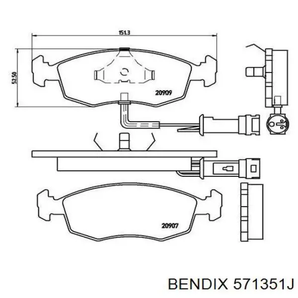 571351J Jurid/Bendix Колодки передние