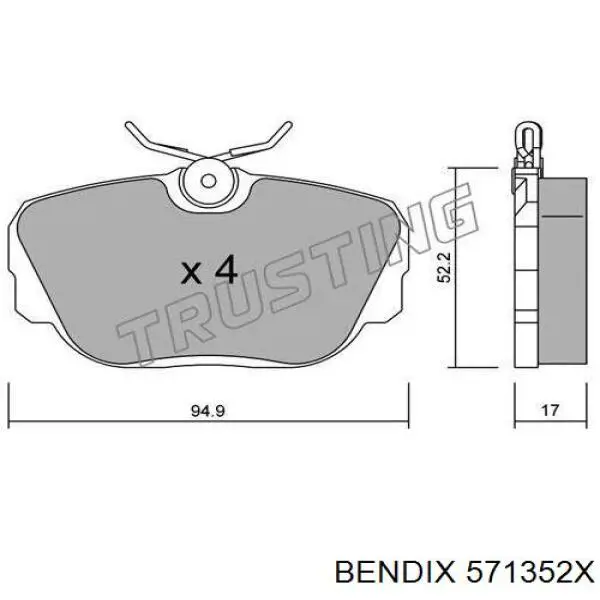571352X Jurid/Bendix передние тормозные колодки