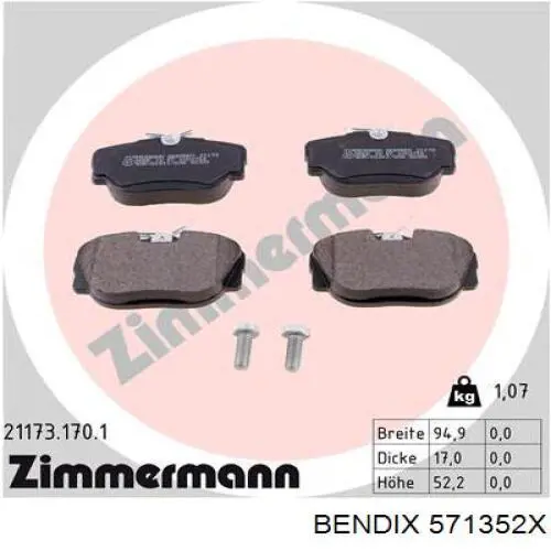 571352X Jurid/Bendix Колодки передние