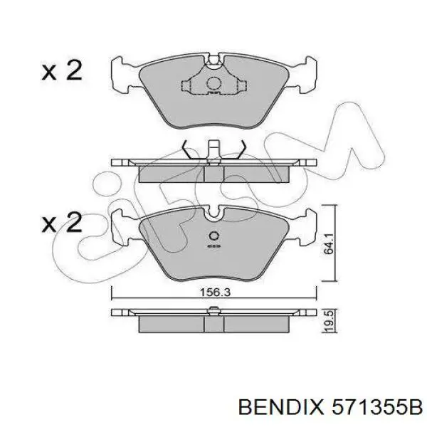 571355B Jurid/Bendix колодки тормозные передние дисковые
