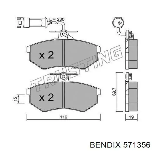 571356 Jurid/Bendix передние тормозные колодки