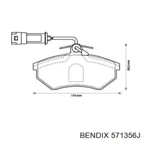 571356J Jurid/Bendix колодки тормозные передние дисковые