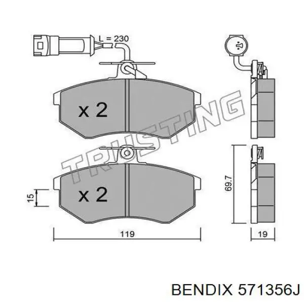Купить 571356J Jurid/Bendix Колодки тормозные