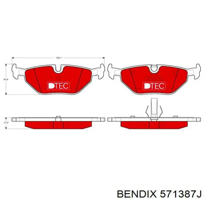 Задние дисковые колодки Jurid/Bendix 571387J