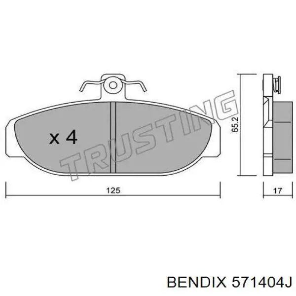 Передние тормозные колодки 571404J Jurid/Bendix