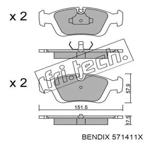 571411X Jurid/Bendix колодки тормозные передние дисковые