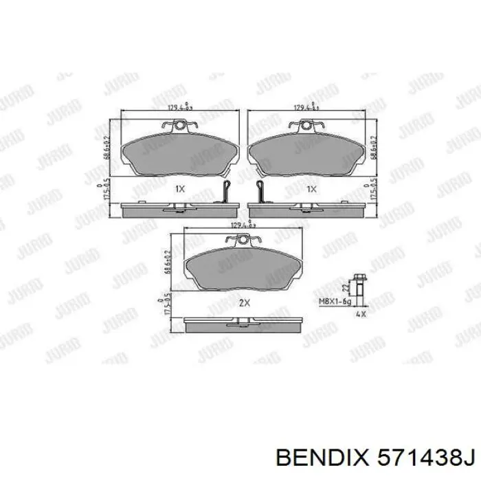 571438J Jurid/Bendix колодки тормозные передние дисковые