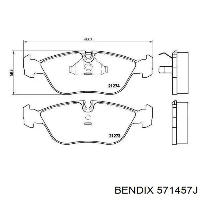 Передние тормозные колодки 571457J Jurid/Bendix