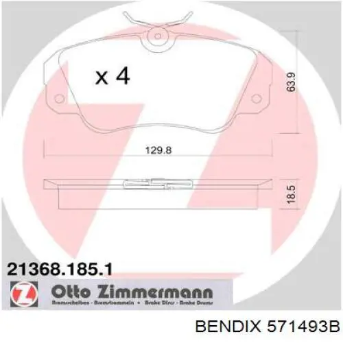 571493B Jurid/Bendix Колодки передние