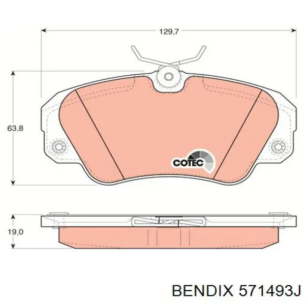 Передние тормозные колодки 571493J Jurid/Bendix
