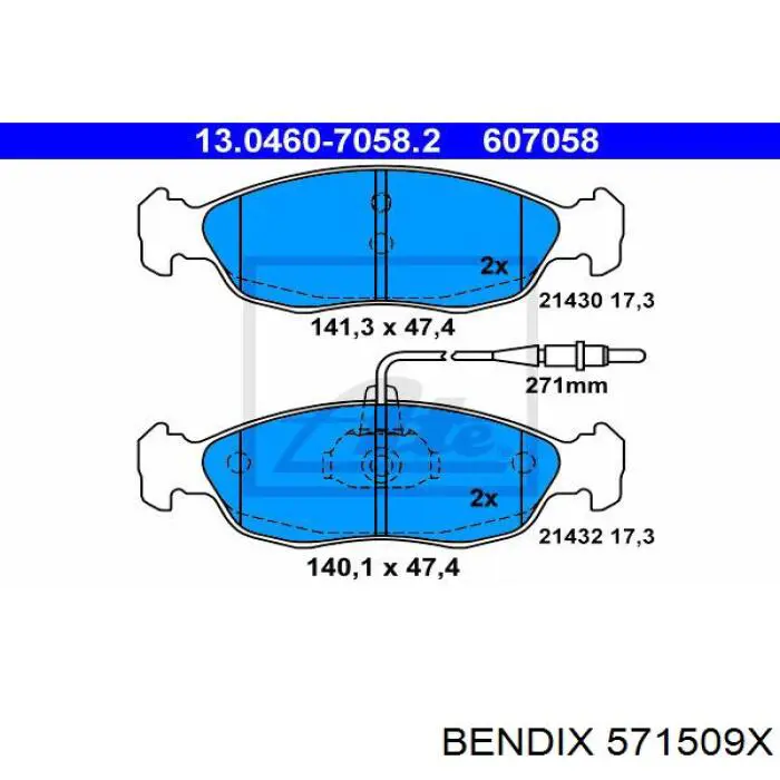 Передние тормозные колодки 571509X Jurid/Bendix