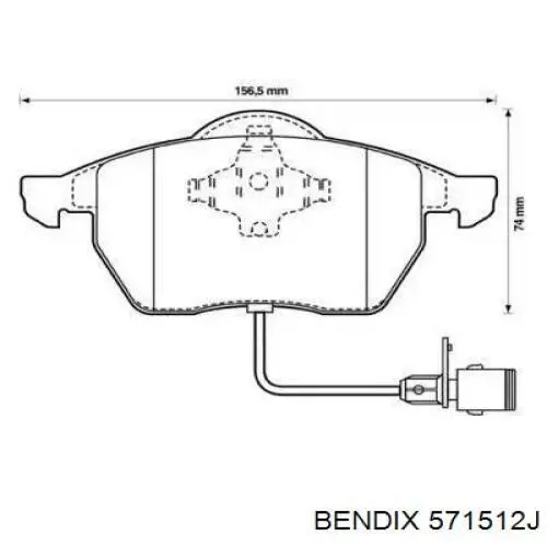 571512J Jurid/Bendix колодки тормозные передние дисковые