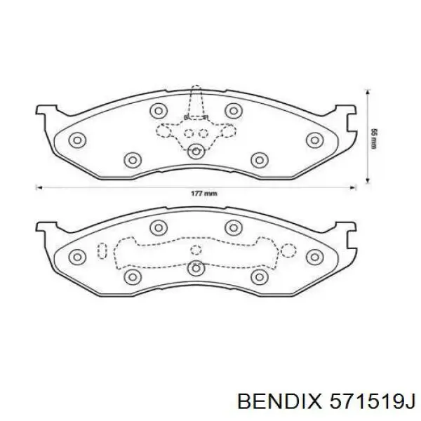 571519J Jurid/Bendix колодки тормозные передние дисковые