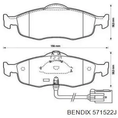 Передние тормозные колодки 571522J Jurid/Bendix