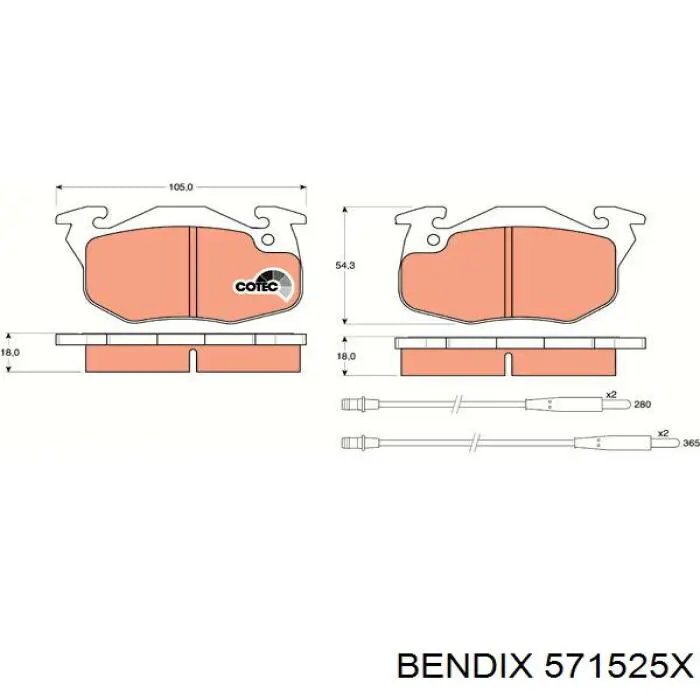 571525X Jurid/Bendix колодки тормозные передние дисковые
