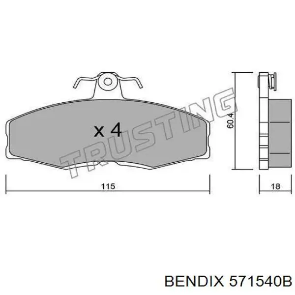 571540B Jurid/Bendix передние тормозные колодки