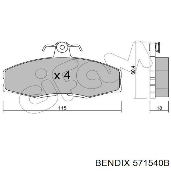 571540B Jurid/Bendix Колодки передние