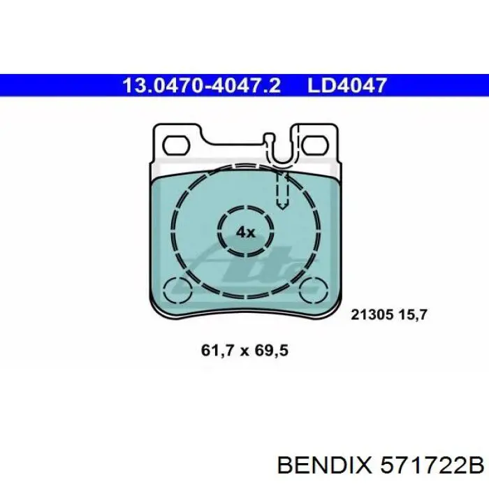 571722B Jurid/Bendix Колодки тормозные дисковые комплект