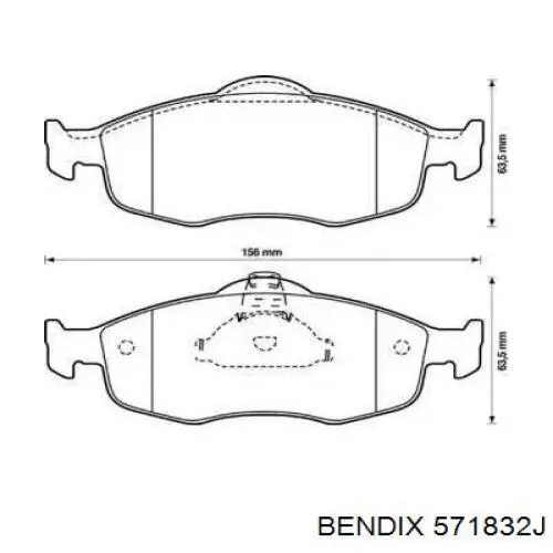 Передние тормозные колодки 571832J Jurid/Bendix