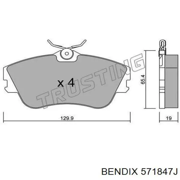 Передние тормозные колодки 571847J Jurid/Bendix