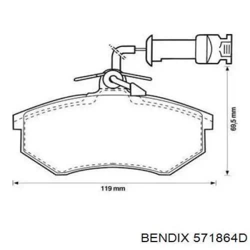 Передние тормозные колодки 571864D Jurid/Bendix