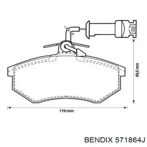 Передние тормозные колодки 571864J Jurid/Bendix