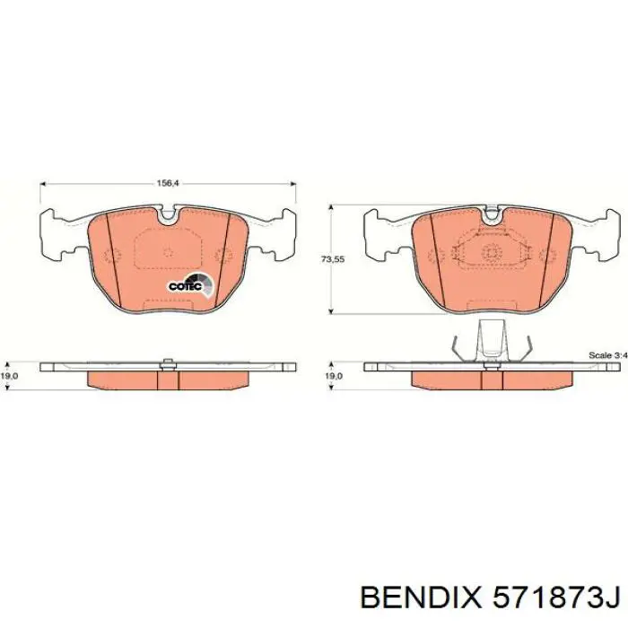 Передние тормозные колодки 571873J Jurid/Bendix