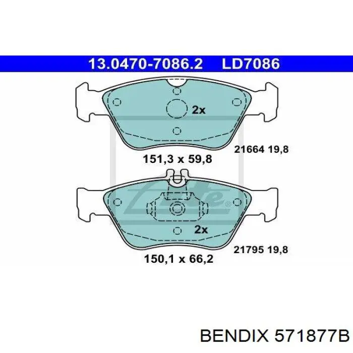 571877B Jurid/Bendix Колодки передние