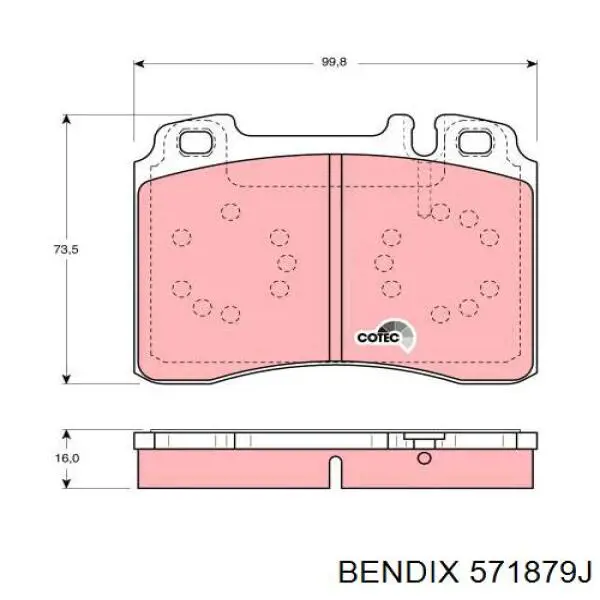 Передние тормозные колодки 571879J Jurid/Bendix