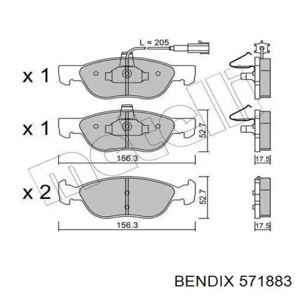 571883 Jurid/Bendix Колодки передние