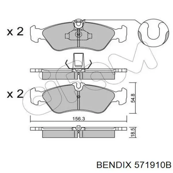 571910B Jurid/Bendix Колодки тормозные дисковые комплект