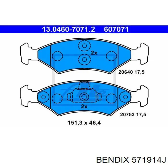 571914J Jurid/Bendix передние тормозные колодки